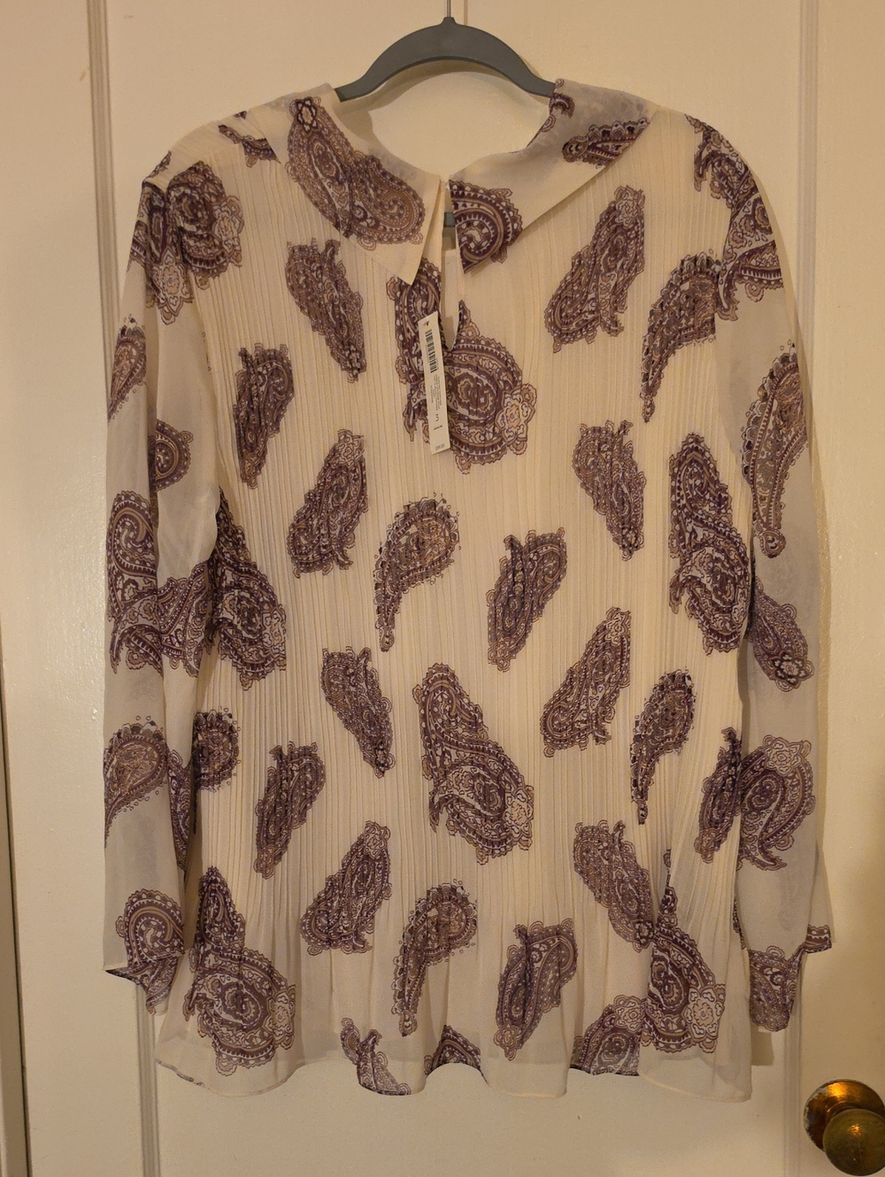 Chico's Pleated Popover Paisley Richesse Blouse Ecru Size 3 / XL